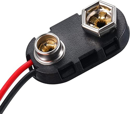 6 Pack 9V Battery Snap Connector Holder Long Cable Connection Hard Cover Black Red Holder (I Type)