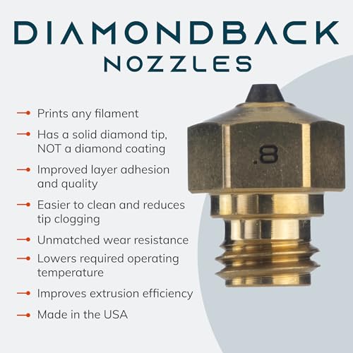 Diamondback MK10 PTFE Tube Compatible 3D Printer Nozzle, Diamond Tip, 0.8mm - size: 0.8mm