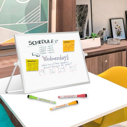 Double-Sided Magnetic White Board with Stand, 18" x 14" - color: White, size: 18"W x 14"H