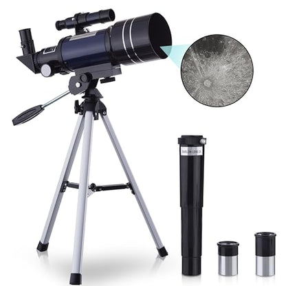 AmScope M30-ABS-KT2-W-TKVB1 1200X White Metal Arm Starter Microscope Kit - style: F) Kit + Telescope
