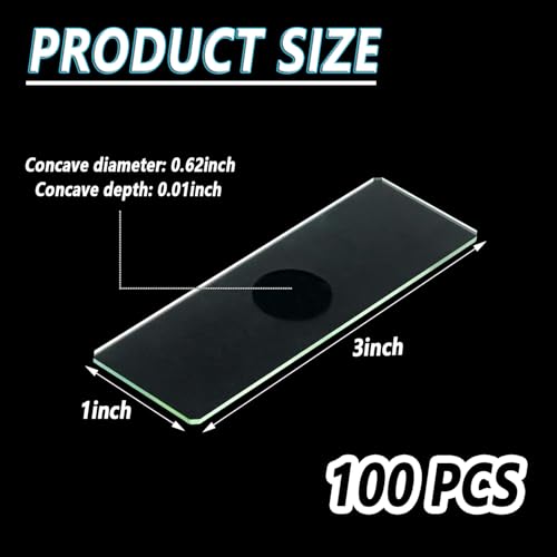 Concave Microscope Slides, 100 Pack Single Depression Glass Slides