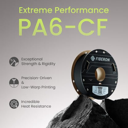 Polymaker Fiberon PA6-CF20 Carbon Fiber Nylon Filament 1.75mm, Black, 1kg - color: Black Pa6-cf20 1kg, size: NYLON