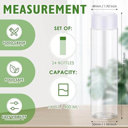 Zhehao 24 Pcs Empty Sensory Bottles with Lids Clear Plastic Water Bottles