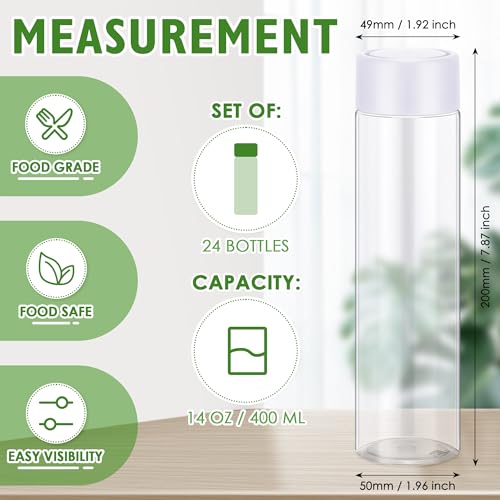 Zhehao 24 Pcs Empty Sensory Bottles with Lids Clear Plastic Water Bottles