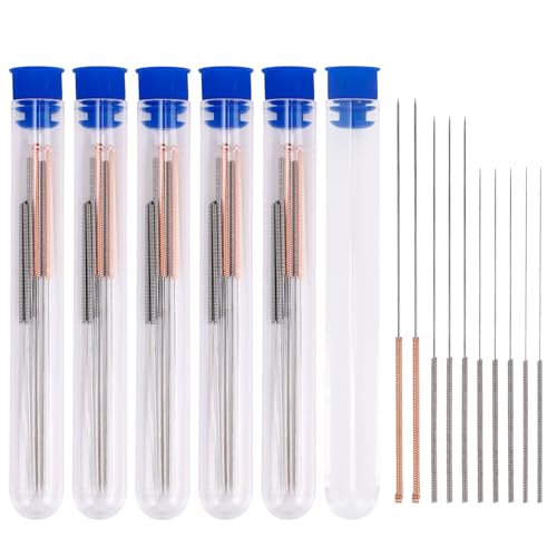 3D Printer Nozzle Cleaning Kit, 60 Stainless Steel Nozzle Cleaner Needles & 6 Protective Tubes Unclog Tool for Creality Ender 3/Ender 3 V2/5 K1 CR-10 MK8 V6 (0.2/0.3/0.4/0.5mm Diameter)