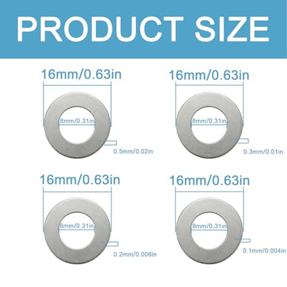 M8x16mm 304 Stainless Steel Shim Washers, Precision Thin Spacers - size: M8X16