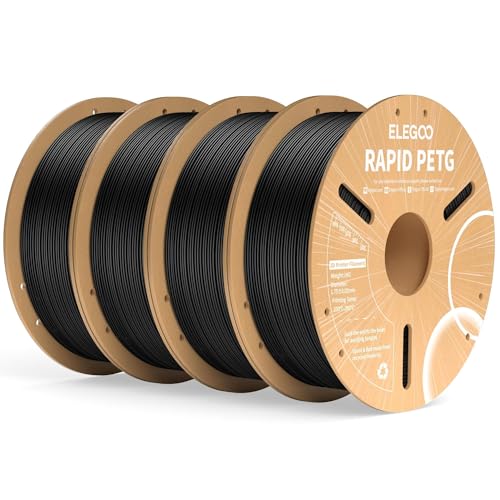 ELEGOO Rapid PETG 3D Printer Filament 1.75mm Black 4 Pack Bundle - color: 4*1kg Black