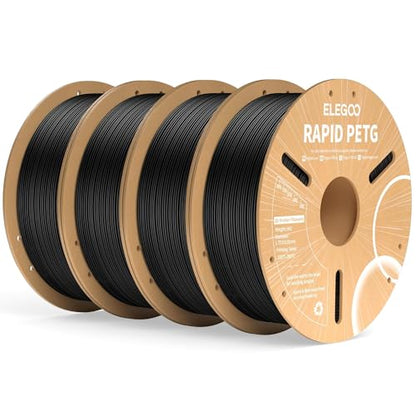 ELEGOO Rapid PETG 3D Printer Filament 1.75mm Black 4 Pack Bundle - color: 4*1kg Black