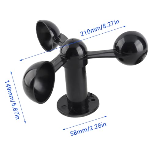 Bordstract Wind Speed Detector, Accuracy Three Cups Waterproof Cable Wind Measurement Anemometer Sensor Replacement for Outdoor Use 0‑3.8v