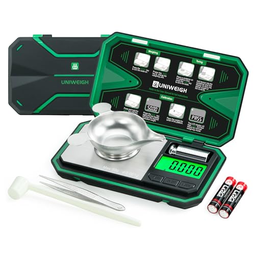 UNIWEIGH Milligram Scale Precision 0.001g/50g mg Scale for Weighing Powders - color: Green