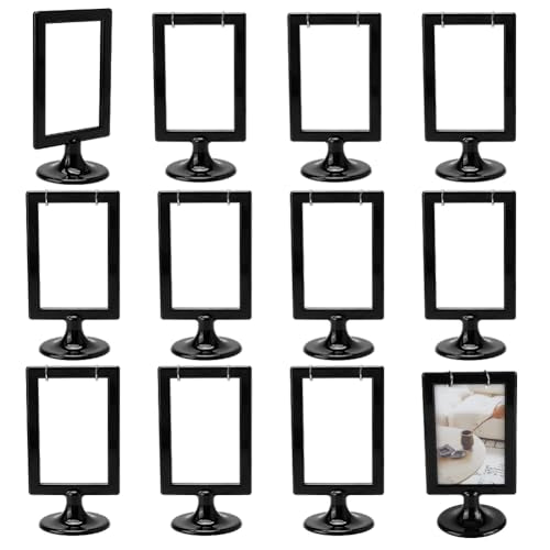 12pcs Mini Anchor Chart Holder Card Stand Double Sided Learning Card Paper Organization Interactive Display for 4 x 6 Inches Cards Classroom Teaching Holding Alphabet Vocabulary(Black) - color: Black