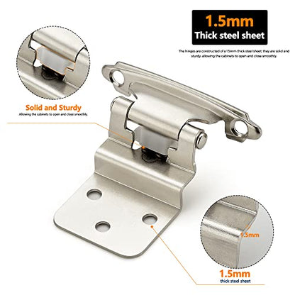 Ravinte Satin Nickel Kitchen Cabinet Hinges, 3/8" Inset, 50 Pack - size: 3/8" Inset