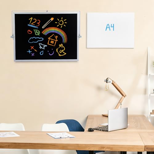 Small Magnetic Chalk Board Easel 16"X12", Double-Sided Tabletop & Wall Hanging Chalkboard with 4 Chalks & Eraser, Desktop Mini Black Board Sign for Office Desk Home Menu and School - size: 16"X12"
