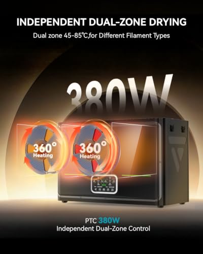 SUNLU 3D Printer Filament Dryer S4 Pro,Dual-Zone Temp Control,Black - color: S4 Pro Black