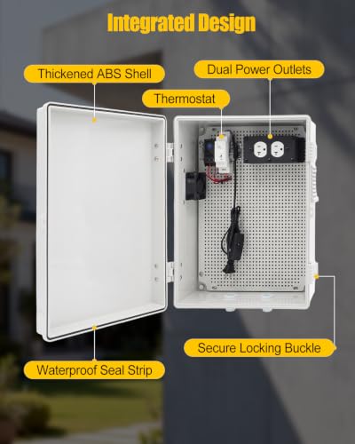 ABS Waterproof Electrical Enclosure Box with Built-in Socket & Thermostat - size: with Thermostat and Socket