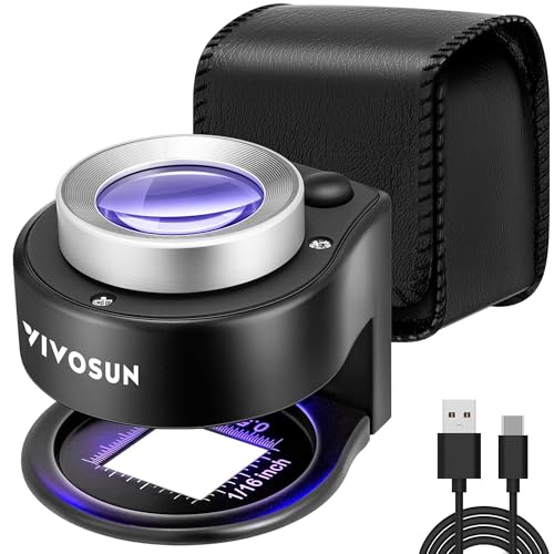 VIVOSUN 30X Rechargeable Loupe Magnifier with LED Light and UV Light, Black - color: Black