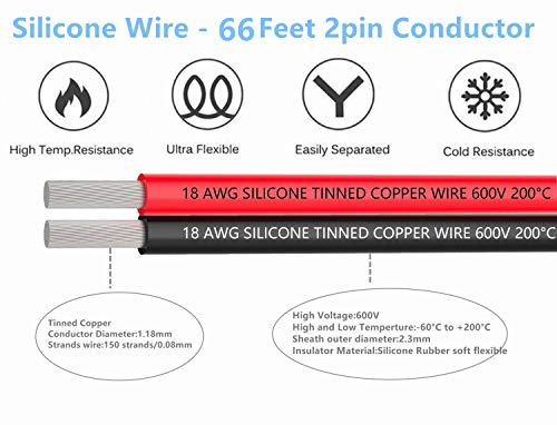 TUOFENG 18 AWG Silicone Electrical Wire 30 Feet - size: 18 AWG 2 Parallel Wire 15ft
