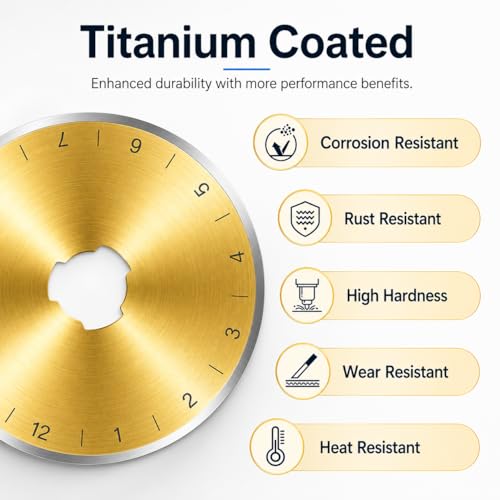 Titanium Coated 15 Packs 45mm Rotary Cutter Blades 45mm Quilting supplies Rotary Cutter Blades for fabric by SSPONT, compatible with OLFA,Fiskars,Mr.Pen,DAFA,Truecut etc. Sharp and Durable - size: 15 PCS