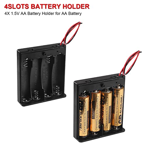 5pcs 4 AA Battery Holder with Cover and Switch, 4X 1.5V AA Battery Holder Case with Wires and ON/Off Switch, 6V AA Battery Holder with Switch - color: 4 AA Battery Holder with Cover and Switch