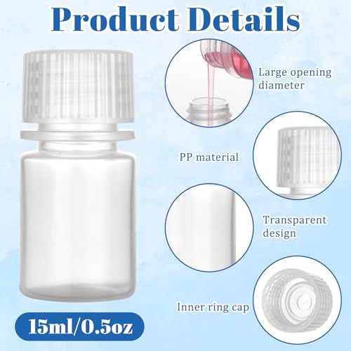 10ml Plastic Sample Bottle with Cap Wide Mouth Reagent Bottle 6Pc