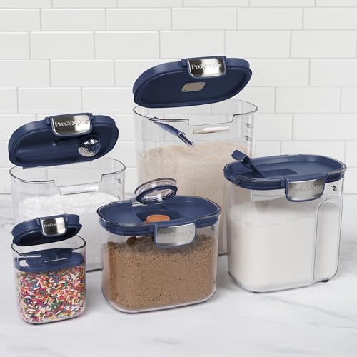 ProKeeper+ Airtight Food Storage Container Set – Clear Plastic Flour and Sugar Canister Set with Magnetic Accessories for Kitchen Organization (Navy, 9-Piece) - color: Navy, size: 9-Piece