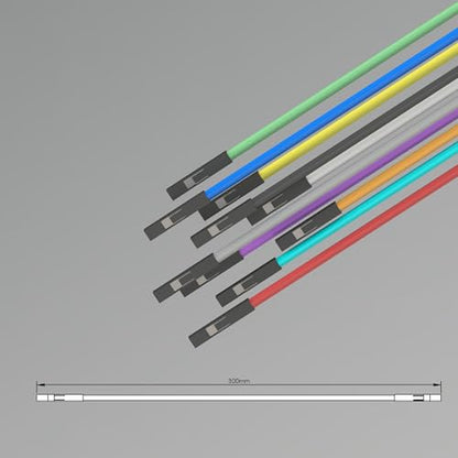 Ultra Soft Silicone Dupont Cable 20-Pack (10 Colors x 2) - 30cm 1Pin to 1Pin 2.54mm Pitch, 1.3mm Diameter - Ideal for Engineering, Circuit Debugging, Hobbyists