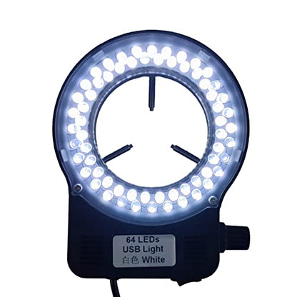 USB LED Ring Light Illuminator, 144 64 LED White Adjustable Lamp for Industry Monocular Binocular Trinocular Stereo Video Lens Microscope & Camera (USB 64 LEDs) - color: 64 LED