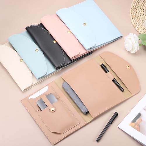 PATIKIL 2Pcs Planner Cover, Leather Notebook Cover for Business Cards Documents Notebook with Pen Holder Phone Pocket Card Slot Secure Button, Blue - color: Blue