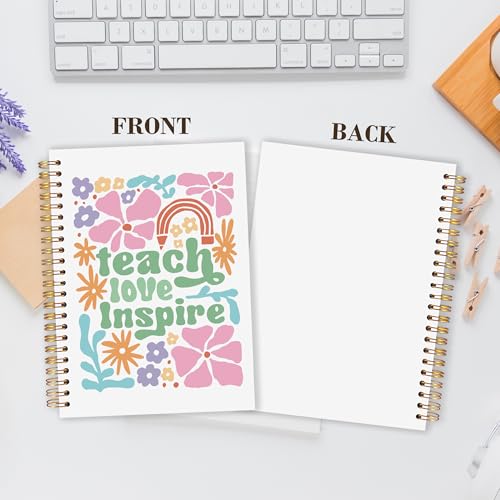 Teacher Notebook Journal, Thank You Appreciation Teachers Gifts for Women, Teach Love Inspire Boho Floral Hardcover Spiral Notebook 5.5x8.3 Inch, Teacher Office Supplies - color: Teach Love Inspire Boho Floral