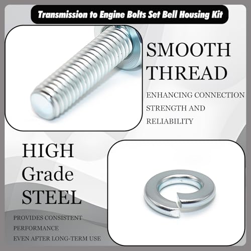 6‑Pack Engine to Transmission Bell Housing Bolts Kit for GM SBC & BBC to TH350,TH400,700R4,200R4 Transmissions,3/8‑16 x 1‑1/2″ Grade 8.8 Flanged Hex Engine‑to‑Trans Fasteners