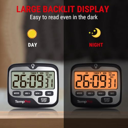 TempPro TM01(2 Pack) 2-in-1 Kitchen Timers for Cooking with Clock Mode - size: Digital Timer 2 Pack