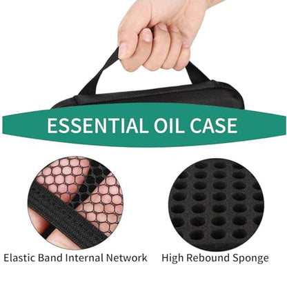 63 Slots Essential Oil Carrying Case, 1-3ml vial portable Essential Oil Storage Bag Case Box, Hard EVA Shell Impact and Leak Proof Large Capacity Organizer with Carrying Handle (Black) - color: Black