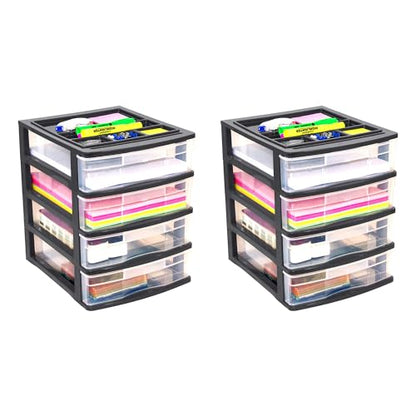 Gracious Living 4-Drawer Desktop/Countertop Organizer, Black/Clear, 2 Pack - size: 2 Pack