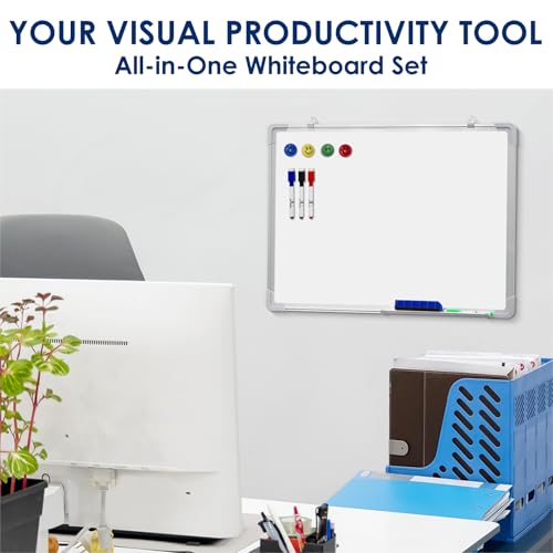 Whiteboard Set, 24x18 in Dry Erase Board, Magnetic White Board for Wall - size: 24x18" Landscape