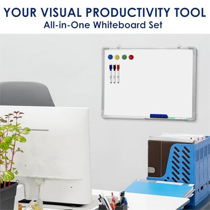 Whiteboard Set, 24x18 in Dry Erase Board, Magnetic White Board for Wall - size: 24x18" Landscape
