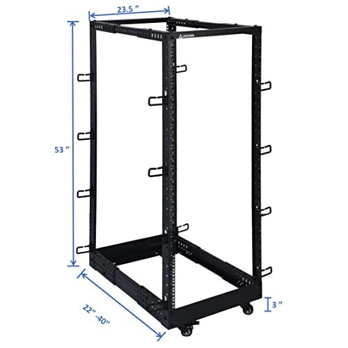 AEONS 27U 4-Post Open Frame Server Rack with Casters, Adjustable Depth - color: B-4POST, size: 27U