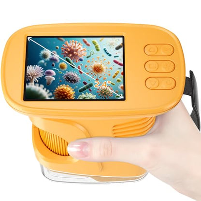 1000X Handheld Microscope for Kids, 4K Digital Kids Microscope Science Kits - color: Yellow