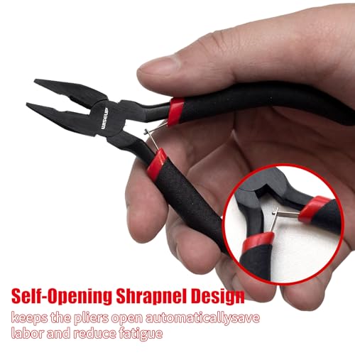 WISEUP 8-Piece Mini Pliers Set, for Crafting, Electronics & Jewelry Making