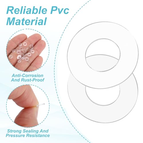 PATIKIL Flat Washer, 200 Pcs PVC Plastic Washers Round Sealing Spacer Gasket 12mm ID 20mm OD 1mm Thickness for Shower Door Handles Towel Bars Grommets Hardware Replacement, Clear - size: 12mm ID x 20mm OD x 1mm Thickness
