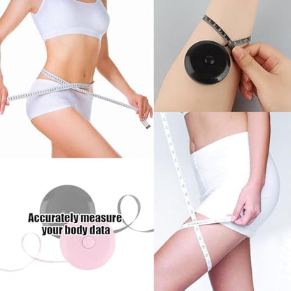 GDMINLO 4 Pack Tape Measure Retractable Measuring Tape for Body Fabric Sewing Tailor Weight Loss Measurements 60-Inch Soft Pink and White & Retractable Black and Pink Dual Sided Tape Measure
