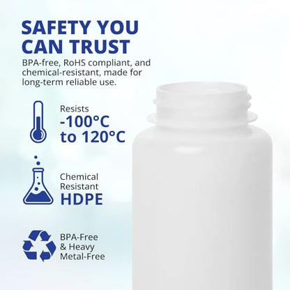 United Scientific HDPE Sample Bottles with Lids, 500ml, Wide Mouth, 24-Pack - size: 16 oz (Pack of 24)