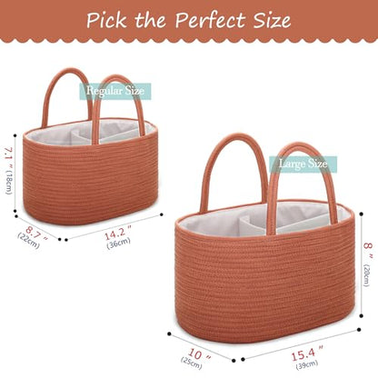 COMSE Baby Diaper Caddy Organizer with Handles, Cotton Rope, Autumn Glaze - color: Autumn Glaze, size: Regular