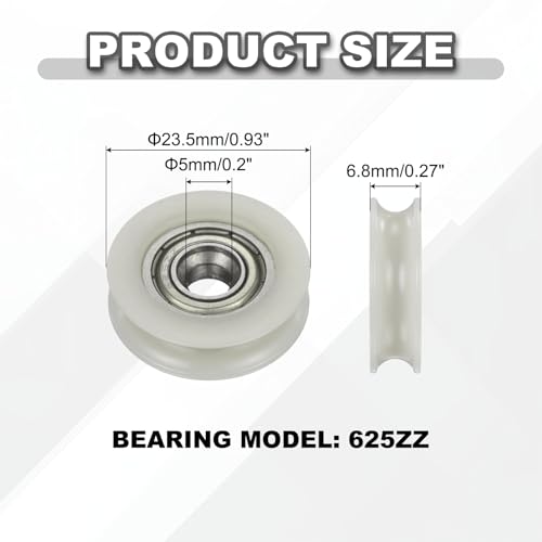 uxcell 30Pcs 625ZZ POM Pulley U-Groove Ball Bearing, 5x23.5x6.8mm, Beige - color: Beige, size: 5x23.5x6.8mm, 625ZZ