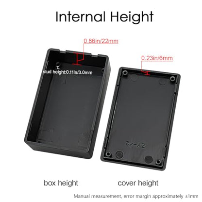 LeMotech 5 Pieces Plastic Project Boxes Junction Case for Electronic Project, Black 3.1 x 2.0 x 1.0 inch (80 x 50x 26 mm) - size: 3.1" x 2.0" x 1.0"(5pc)