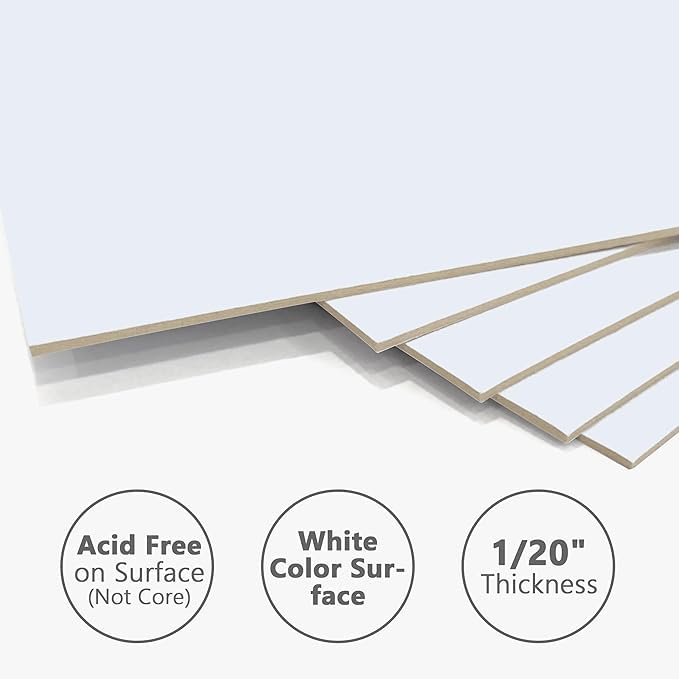 Somime 10 Pack Backing Boards, 11x14 Acid-Free Uncut White Mat Boards - size: 11X14