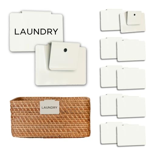 Storage Bin Label Holders Clip-On – 10 Pack Metal Basket Labels for Pantry, Baskets, Shelves & Organization Bins, 3.5” x 2.5 - color: Vanilla