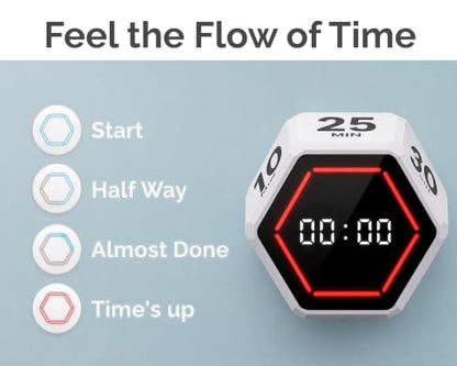KADAMS Pomodoro Timer Cube, Visual Timer for Kids, Productivity Desk Timer - color: White