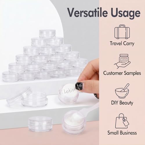 3 Gram Sample Containers 100 Count Empty Lip Balm Containers with Labels - color: Clear