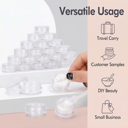 3 Gram Sample Containers 100 Count Empty Lip Balm Containers with Labels - color: Clear