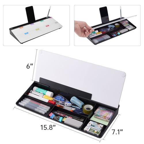 TSJ OFFICE Whiteboard Weekly Dry-Erase-Board - Desktop White Board Calendar Desk Organizers with Accessories Computer Keyboard Stand with Drawer, for Office, Home, School Supplies - Black Calendar - color: Black-base Weekly Calendar